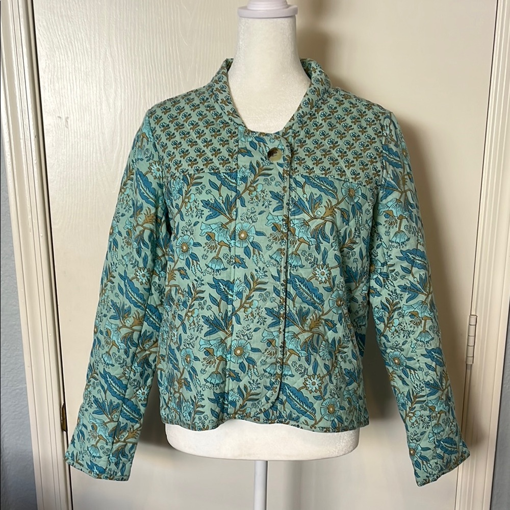 Blue and Green Quilted Jacket.  SIMILAR to Free People “Chloe” jacket